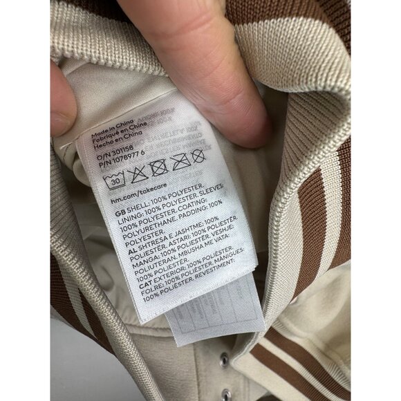 H&M X Smiley Varity Jacket Tan Embroiderer Snap Jacket Men's size M - Picture 7 of 7